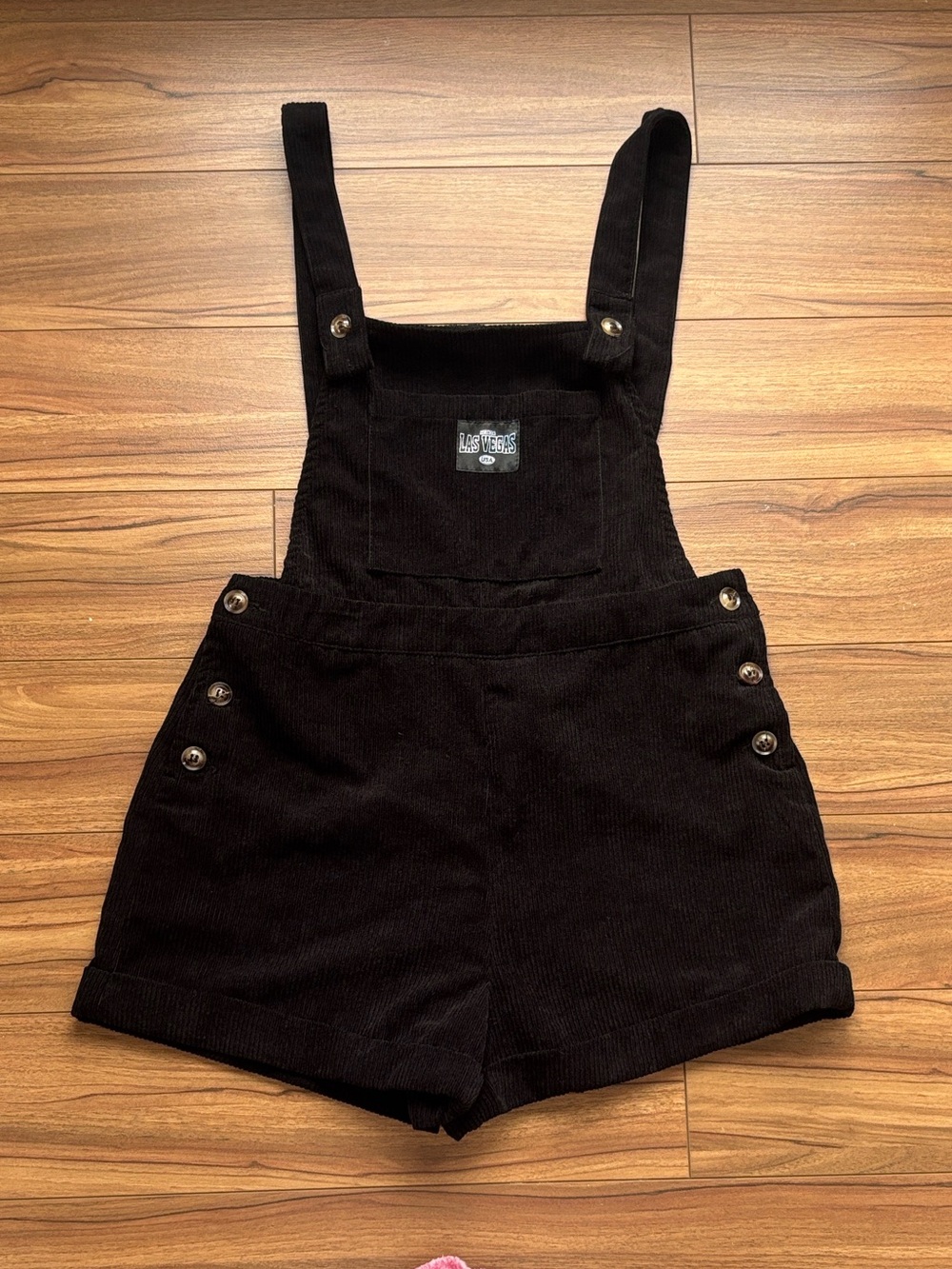 SHEIN Black Corduroy Short Overalls